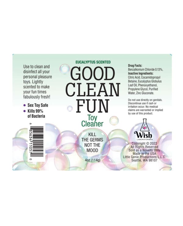 Good Clean Fun Toy Cleaner - 4 oz Eucalyptus - Image 2