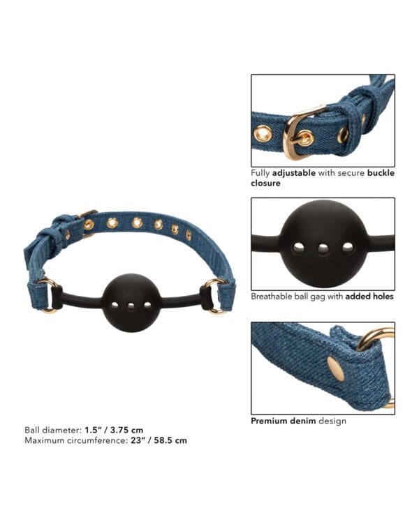 Ride 'Em Premium Denim Collection Ball Gag - Image 4