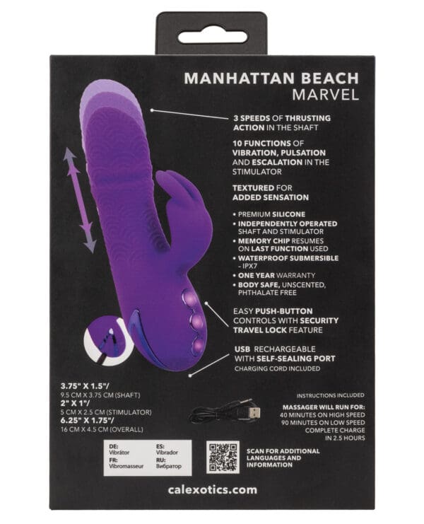 California Dreaming Manhattan Beach Marvel Dual Stimulation Vibe - Purple - Image 3