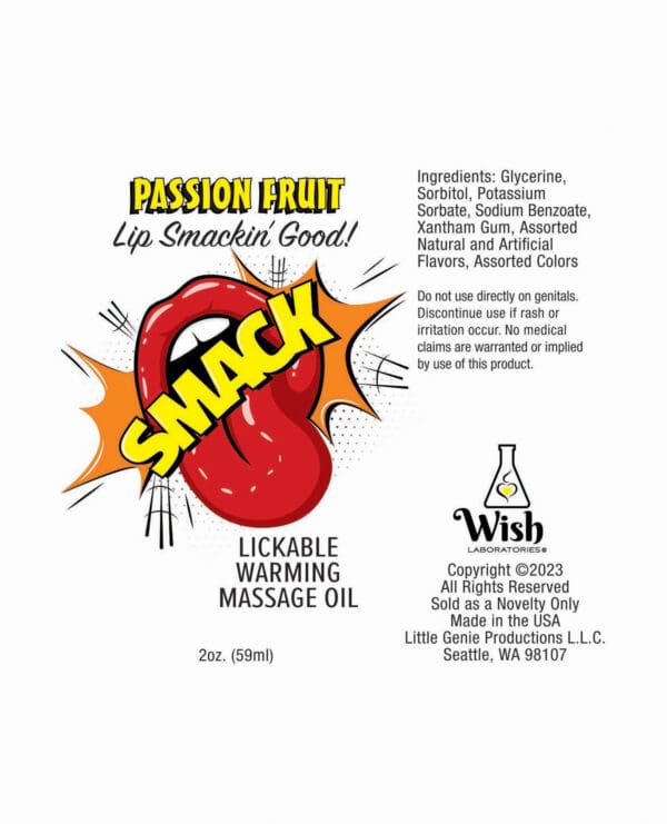 Smack Warming Massage Oil - 2 oz Passion Fruit - Image 2