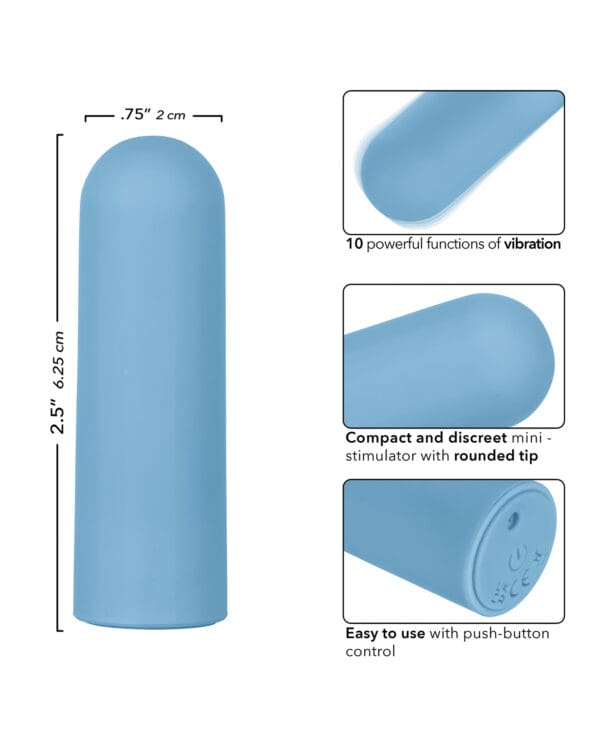 Turbo Buzz Rounded Mini Bullet Stimulator - Blue - Image 5