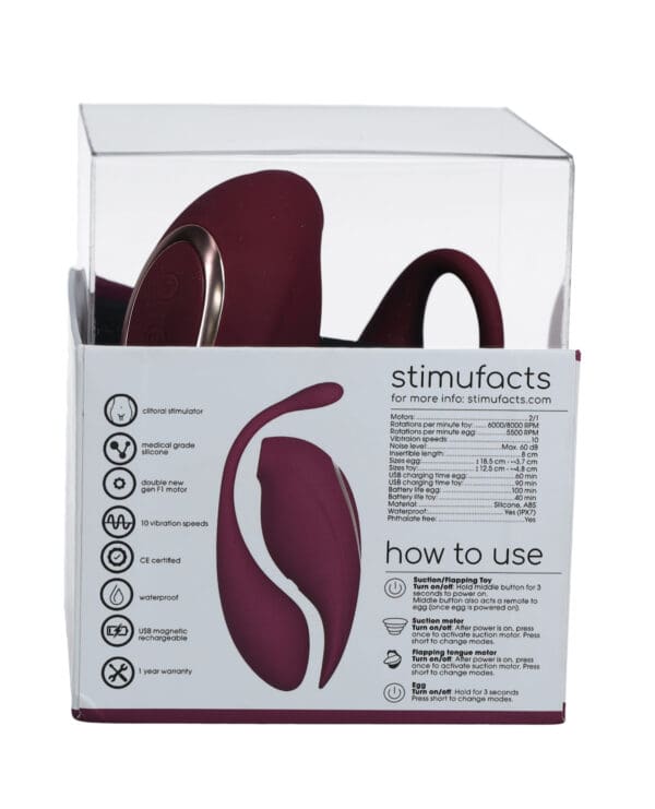 Shots Twitch 2 Vibrator w/Remote Control Vibrating Egg - Burgundy - Image 4
