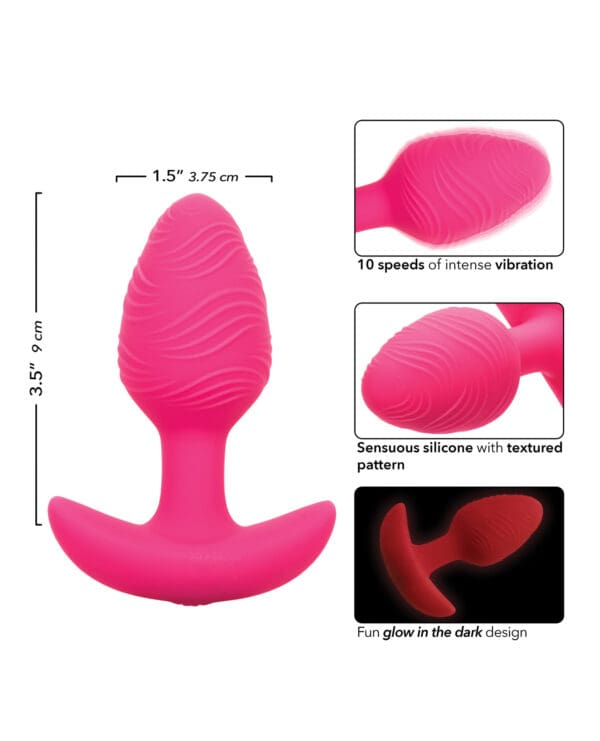 Cheeky Glow in the Dark Vibrating Butt Plug - Pink - Image 4