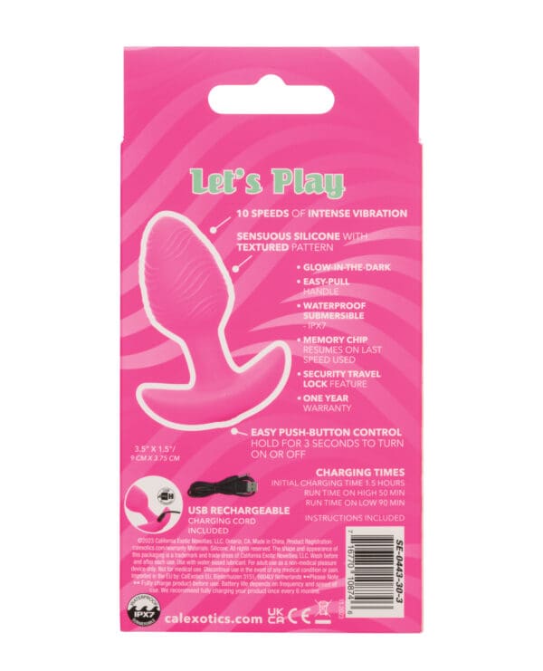 Cheeky Glow in the Dark Vibrating Butt Plug - Pink - Image 5