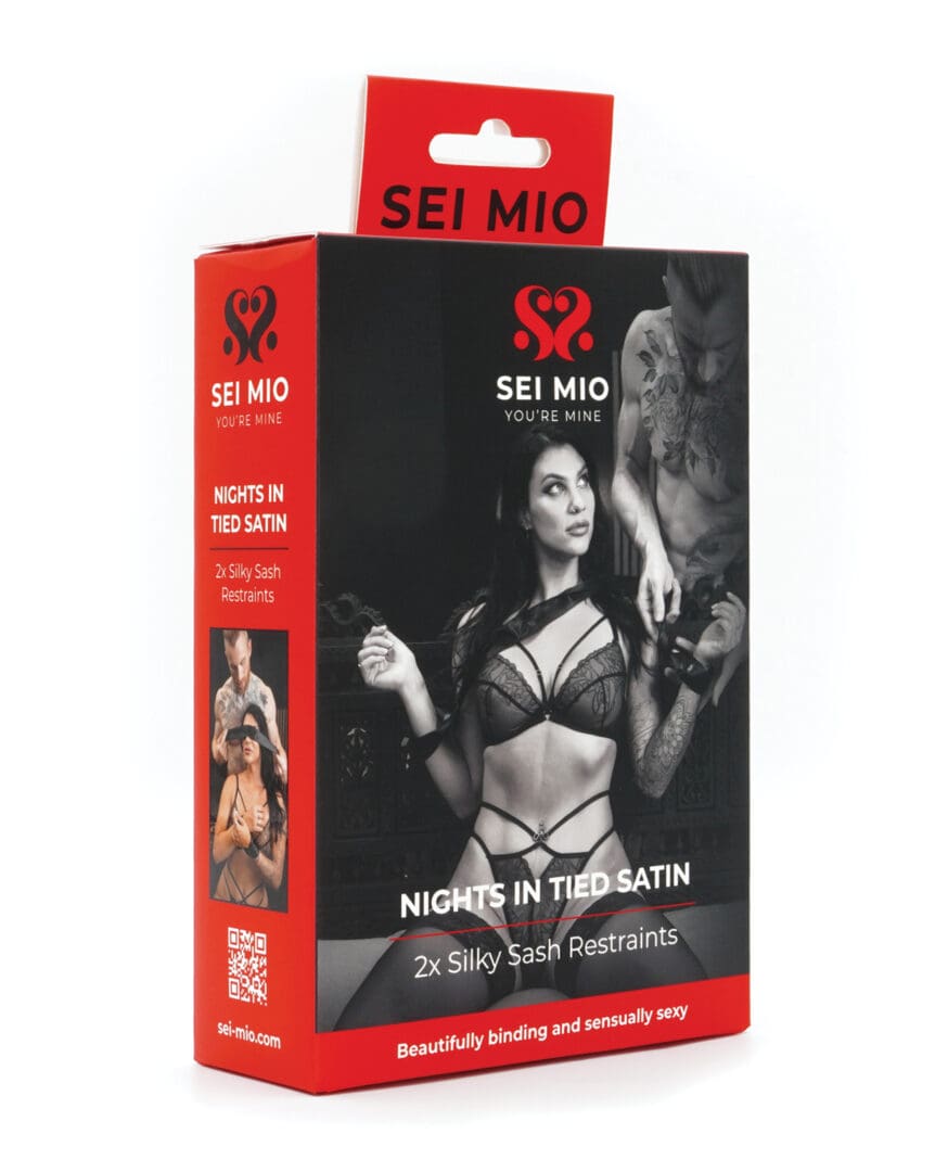 Sei Mio Nights in Tied Satin 2 X Silk Sash Restraints - Black