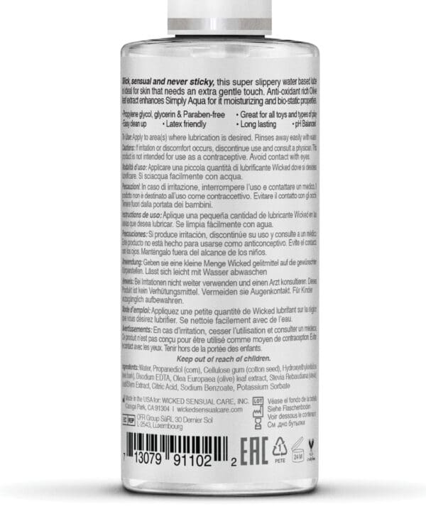 Wicked Sensual Care Simply Aqua Water Based Lubricant - 2.3 oz - Image 2