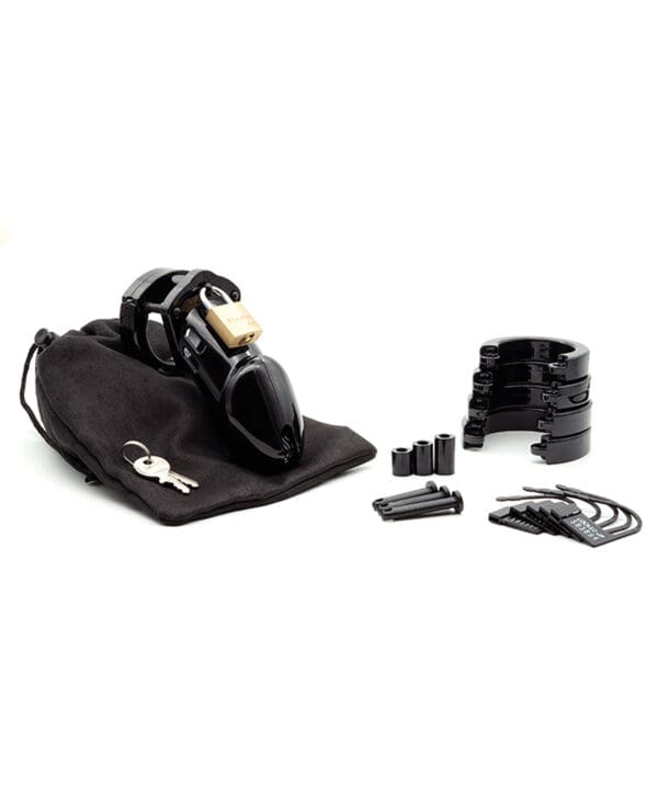 CB-6000 3 1/4" Cock Cage & Lock Set - Black - Image 4