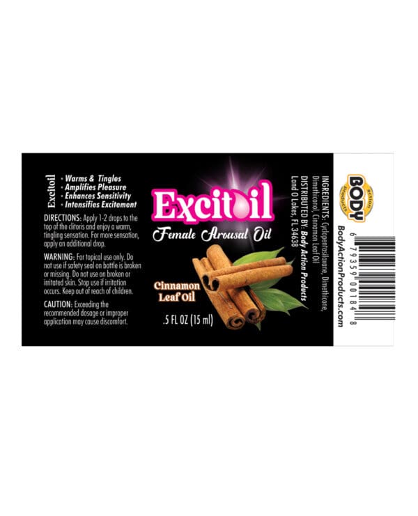 Body Action Excitoil Cinnamon Arousal Oil - .5 oz - Image 2