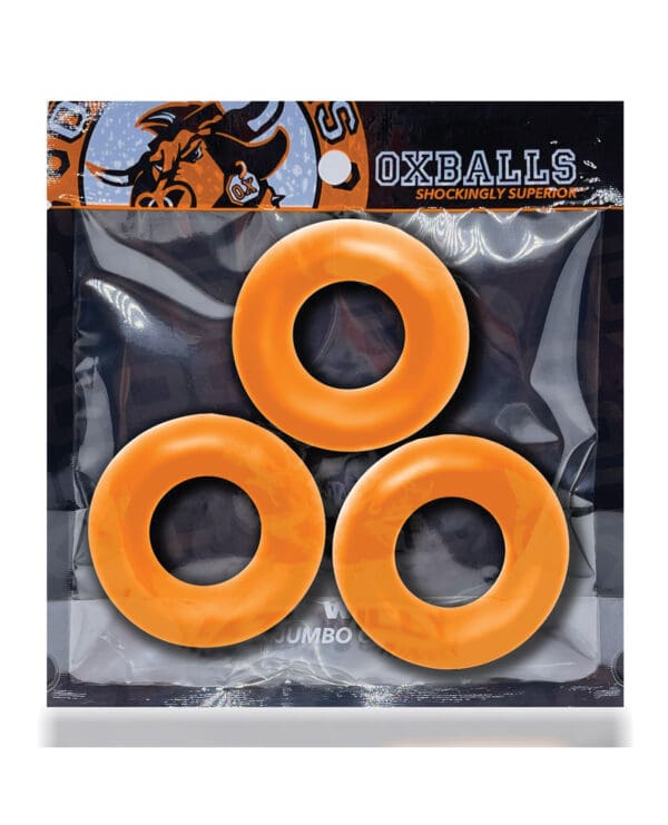 Oxballs Fat Willy 3 Pack Jumbo Cock Rings - Orange - Image 5