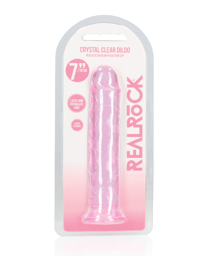 Shots RealRock Crystal Clear 7" Straight Dildo w/Suction Cup - Pink
