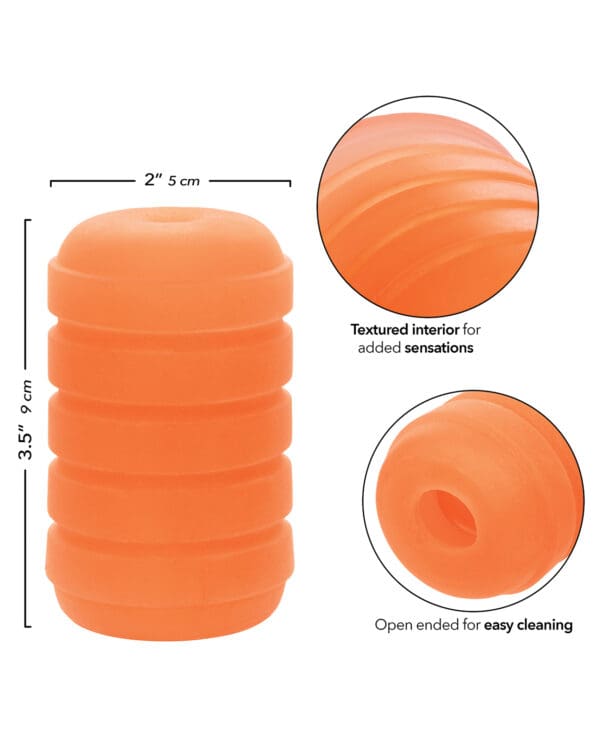 Pop Sock! Ribbed Masturbator - Orange - Image 3