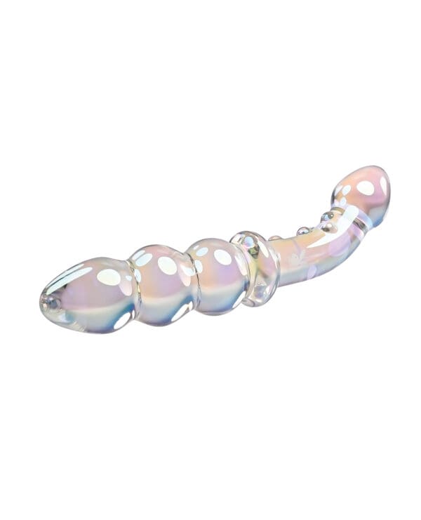 Playboy Pleasure Jewels Double Glass Dildo w/Anal Beads - Clear - Image 3