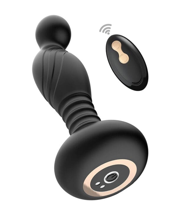 Ass-sation Remote Vibrating P Spot Plug - Black - Image 4