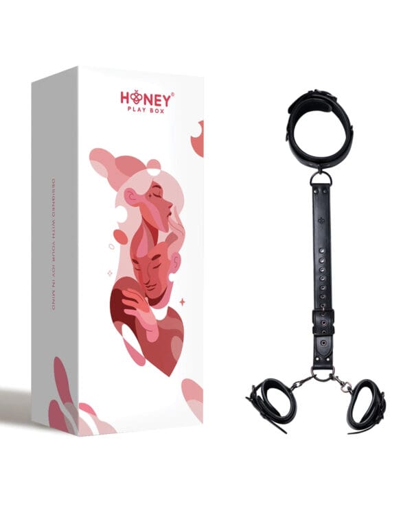 Kinky Play Box Locking Harness Collar to Wrist Restraints - Black - Image 5