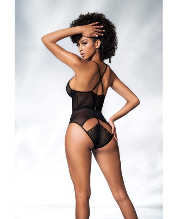 Mesh Cut Out Strappy Bodysuit  Black S/M - Image 2