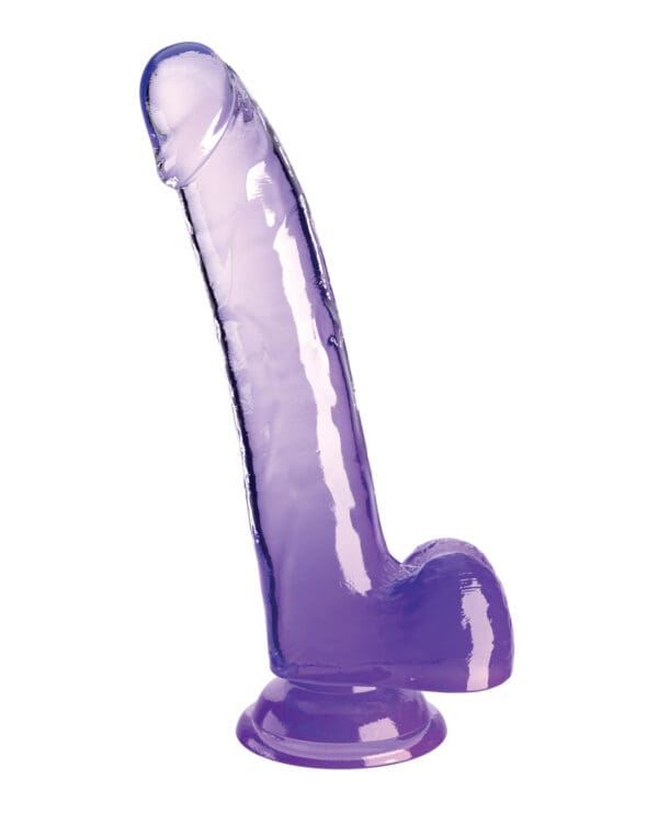 King Cock Clear 9" Cock w/Balls - Purple - Image 2