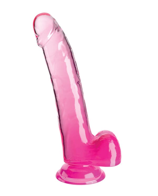King Cock Clear 9" Cock w/Balls - Pink - Image 2