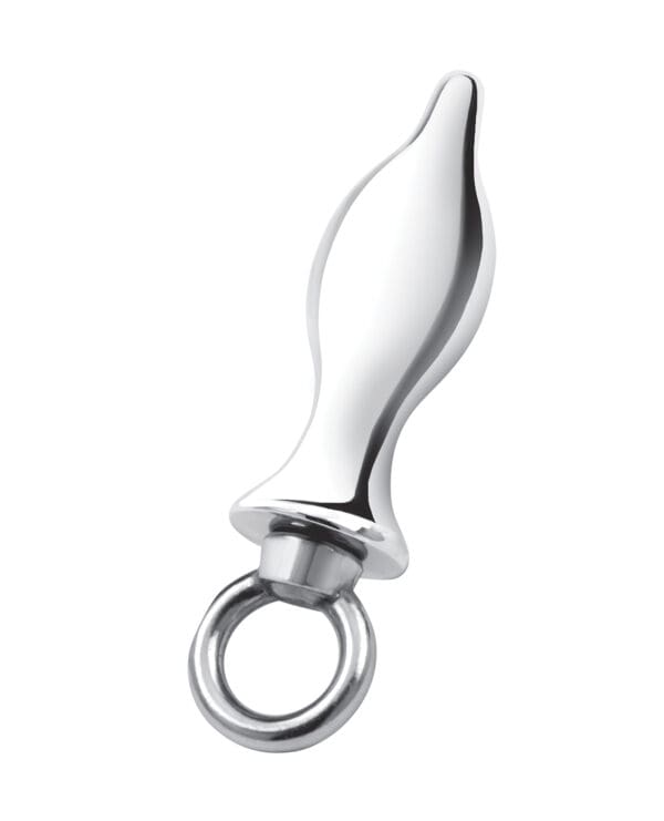 Blue Line 2.5" Stainless Steel Metal Tapered Butt Plug With Loop Hardware - Image 3