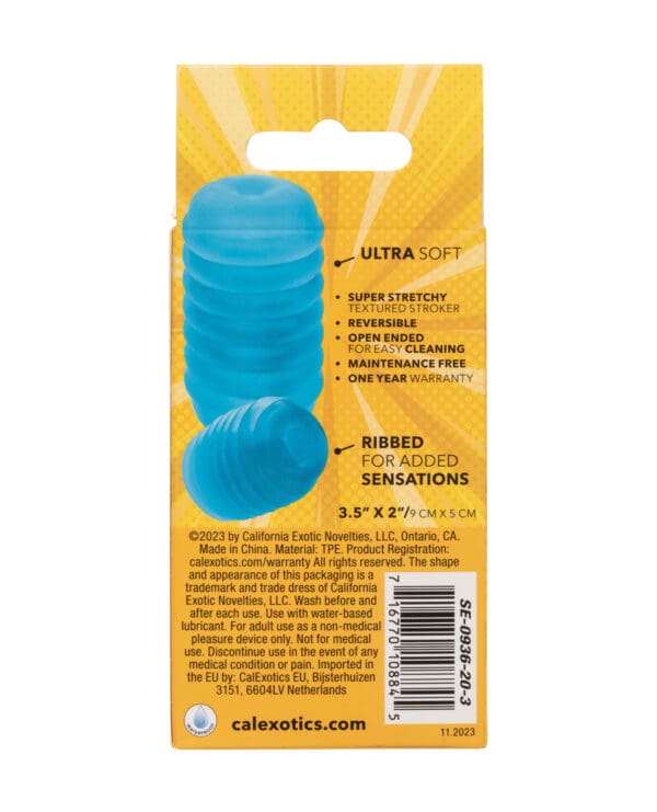 Pop Sock! Ribbed Masturbator - Blue - Image 4