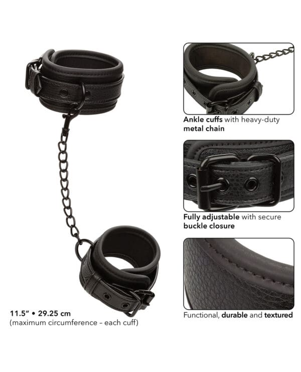 Nocturnal Collection Adjustable Ankle Cuffs - Black - Image 3