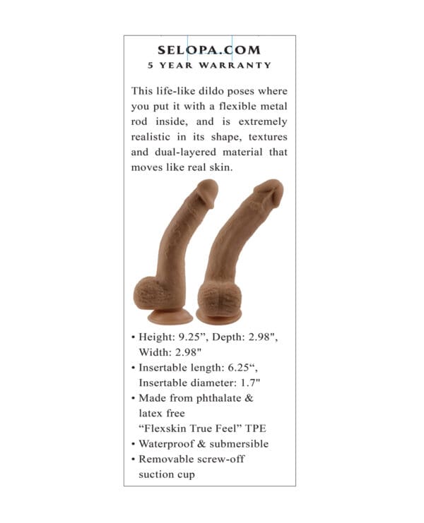 Selopa Natural Feel 7" Flexskin Dildo - Dark - Image 5