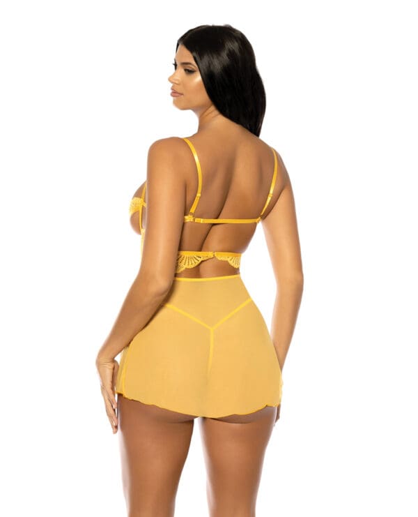 Hazel Peek-A-Boo Cup Babydoll w/G-String Panty - Yellow L/XL - Image 3