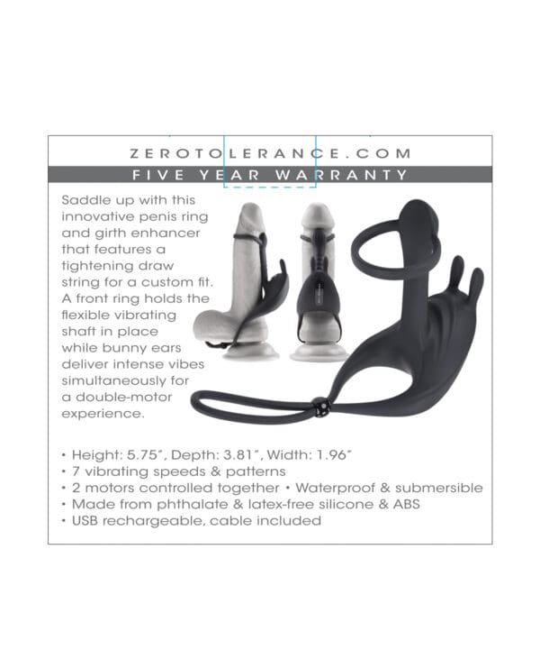 Zero Tolerance Saddle Up Cock & Ball Vibrator - Black - Image 5