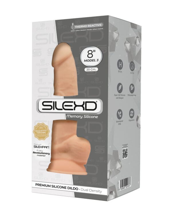 SilexD Model 3 8" Silexpan Memory Silicone Dildo - Ivory - Image 2