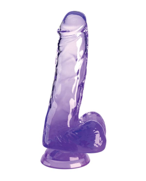 King Cock Clear 6" Cock w/Balls - Purple - Image 2
