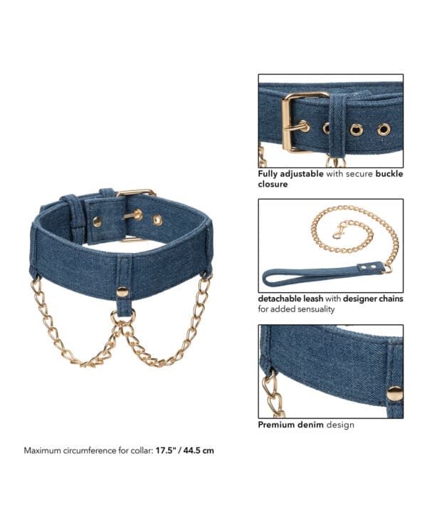 Ride 'Em Premium Denim Collection Collar w/Leash - Image 4