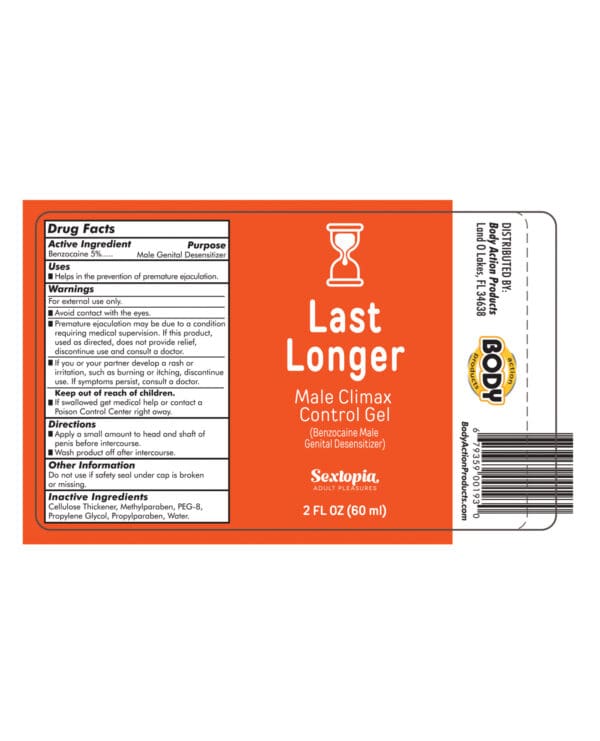 Sextopia Last Longer Male Climax Control Gel - 2 oz Bottle - Image 2