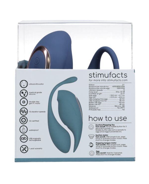 Shots Twitch 2 Vibrator w/Remote Control Vibrating Egg - Blue Grey - Image 4