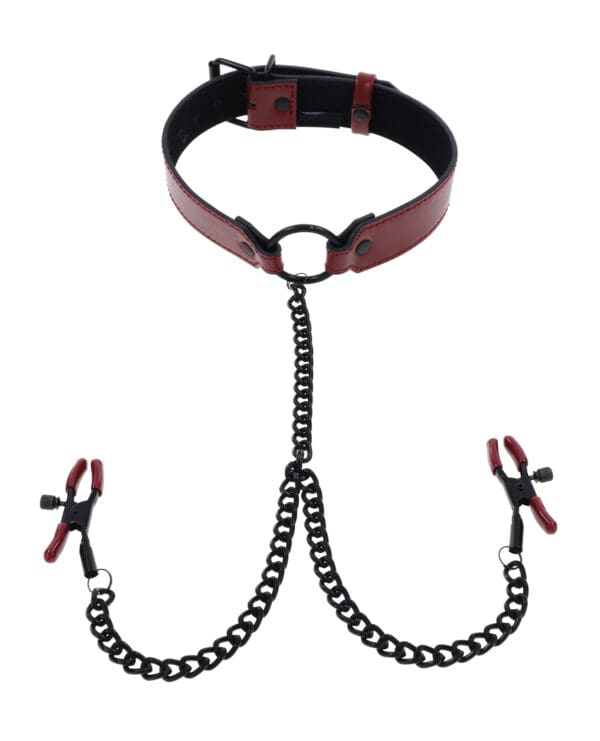 Saffron Collar w/Chain Nipple Clamps - Image 2