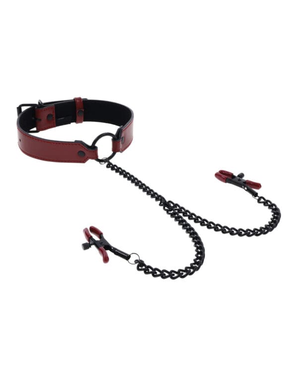 Saffron Collar w/Chain Nipple Clamps - Image 3