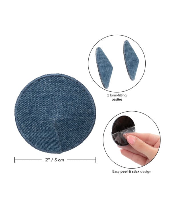 Ride 'Em Premium Denim Collection Round Pasties - O/S - Image 4