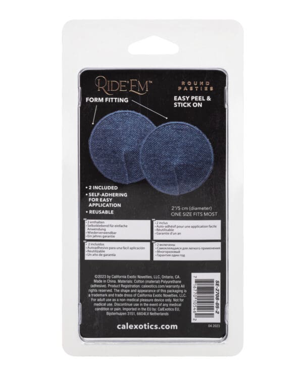 Ride 'Em Premium Denim Collection Round Pasties - O/S - Image 5