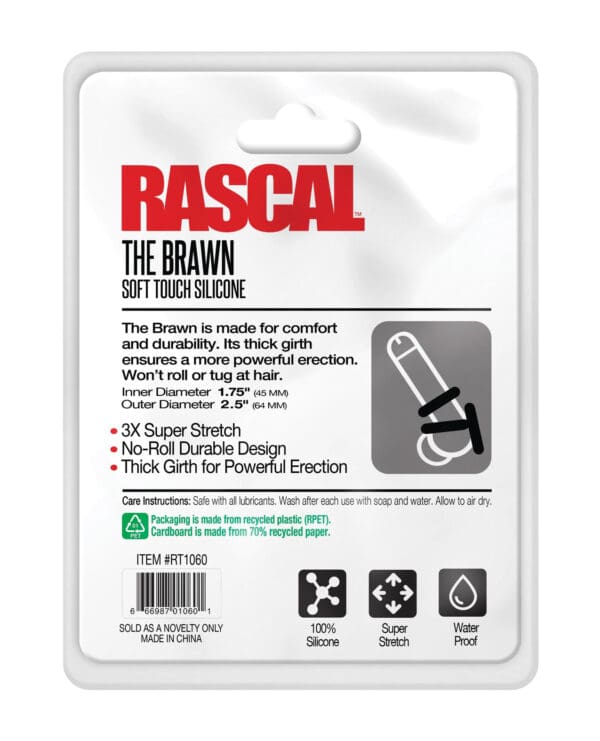 Rascal The Brawn Silicone Cock Ring - Black - Image 5