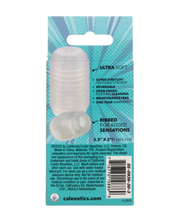 Pop Sock! Ribbed Masturbator - Clear - Image 4