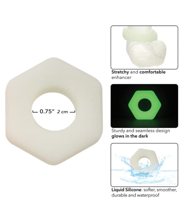 Alpha Liquid Silicone Glow in the Dark Prolong Sexagon Ring - Image 3