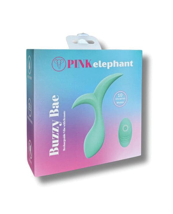 Pink Elephant Buzzy Bae Rechargeable Vibe w/Remote - Aqua - Image 4