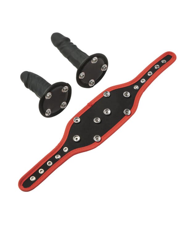 Kinky Play Box Triple Thrill Strap-On Harness Kit - Black/Red - Image 3