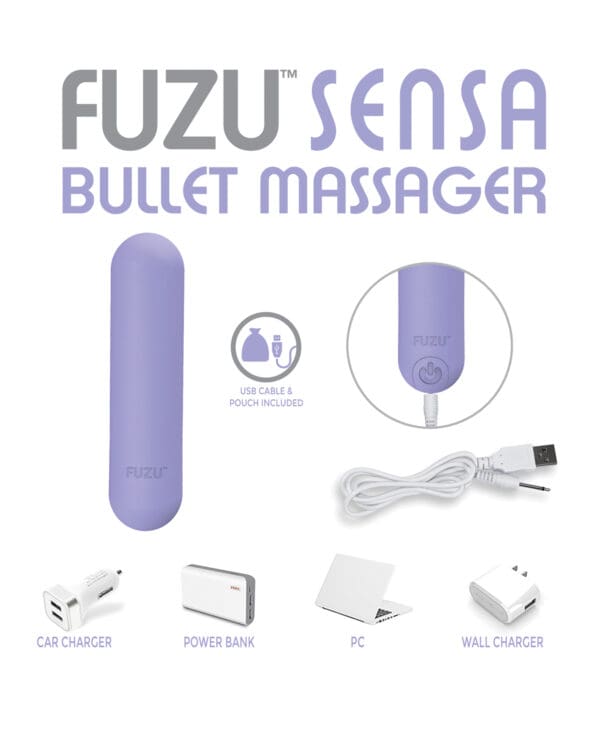 Fuzu Sensa Activated Rechargeable Bullet Massager - Pastel Purple - Image 4