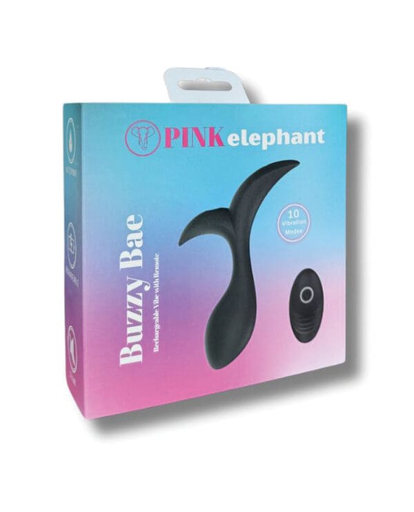 Pink Elephant Buzzy Bae Rechargeable Vibe w/Remote - Black - Image 4