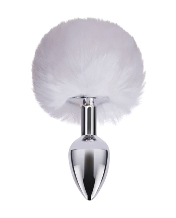 Gemsations 2.95" Metal Bunny Tail Butt Plug - Silver - Image 2
