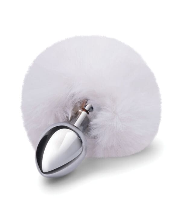 Gemsations 2.95" Metal Bunny Tail Butt Plug - Silver - Image 3