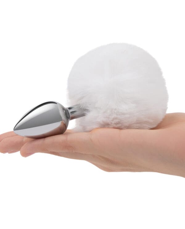 Gemsations 2.95" Metal Bunny Tail Butt Plug - Silver - Image 4