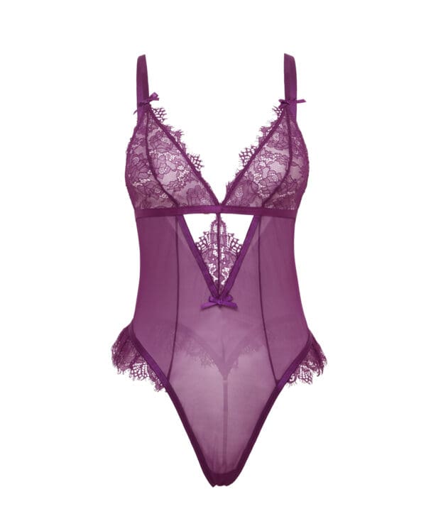 Katana Mesh & Lace Teddy - Purple 1X/2X - Image 5