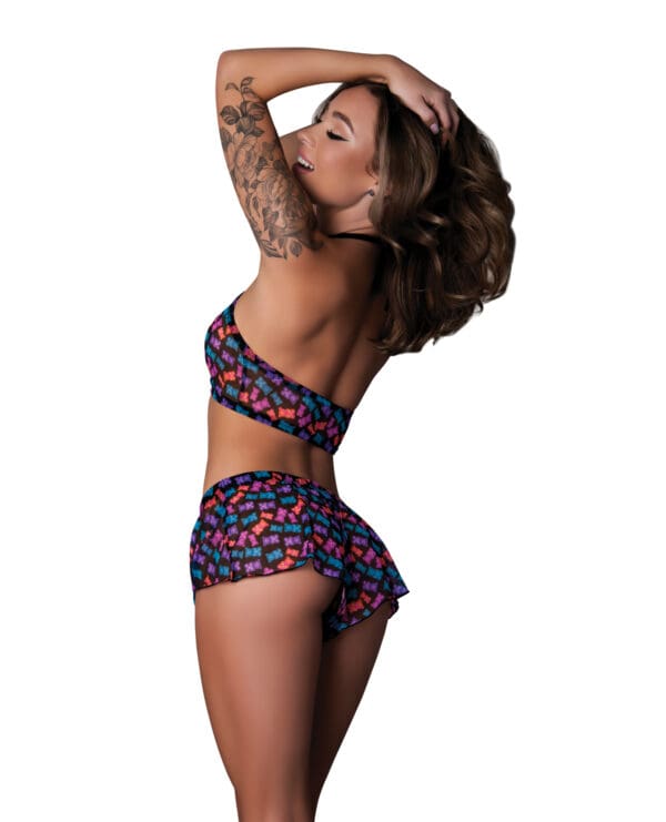 Hazy Dayz Gummy Bear Blacklight Reflective Halter Top & Short 2 pc Set - Multi S/M - Image 3