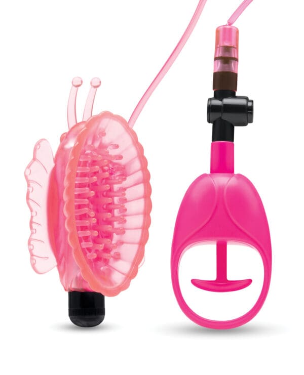 Lux Fetish Vibrating Butterfly Pussy Pump w/Quick Release - Pink - Image 2