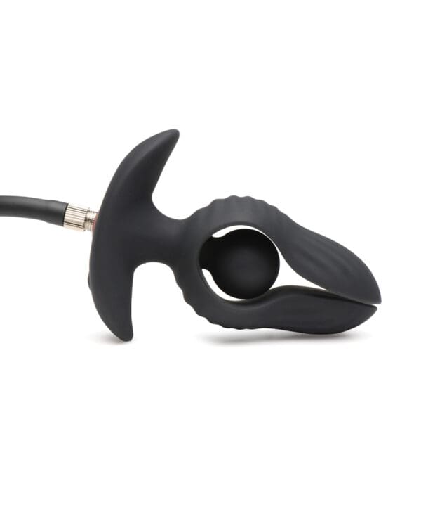 Master Series Dark Pearl Inflatable Vibrating Butt Plug w/Remote Control - Black - Image 4